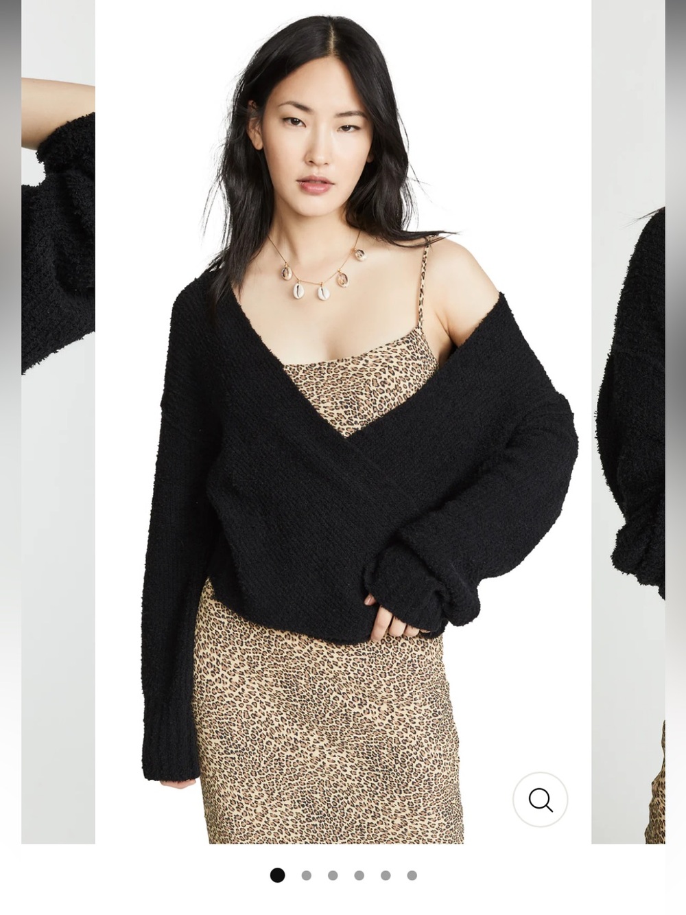 Free People Black Off-the-Shoulder Wrap Sweater